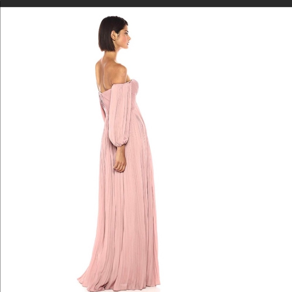 Halston Heritage Pleated Off The Shoulder Gown
